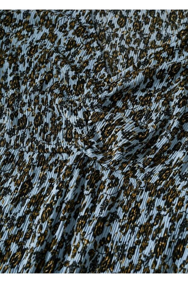 Desenli Pilili Elbise - 7