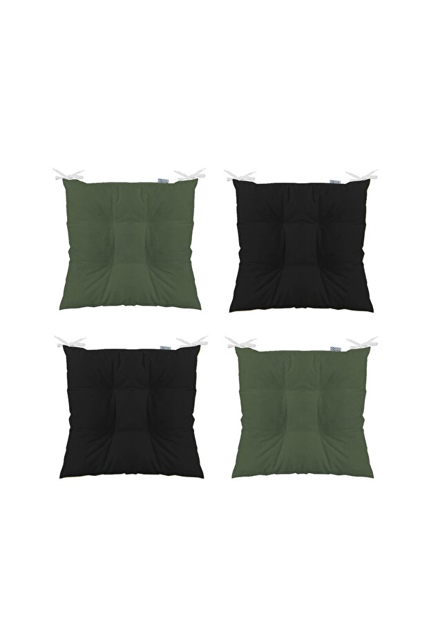 4-Piece Combination Fluffy Square Chair Cushion 40 X 40 Cm Black-khaki