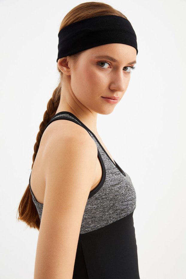 Women's Black Cotton Combed Non-Slip Anti-Sweat Ultra-Light Sports Hair Band Bandana