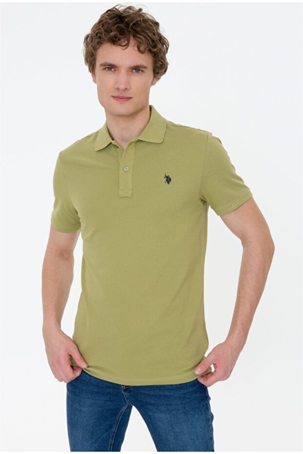 Dark Khaki Slim Fit Polo Neck Men's T-Shirt