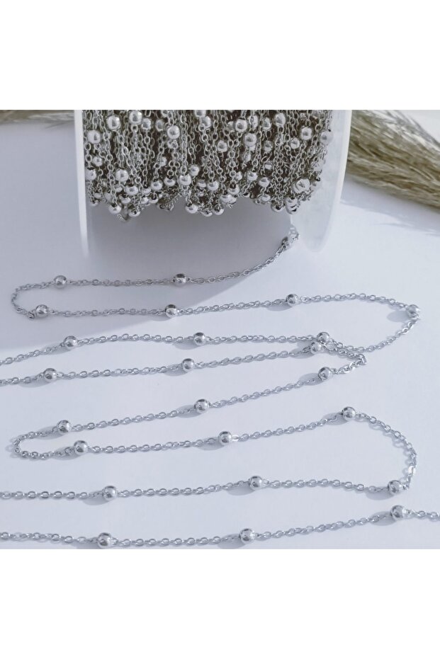 2 Meters No Darkening Silver Color Metal Bulk Meter Chain Jewelry Material Ball