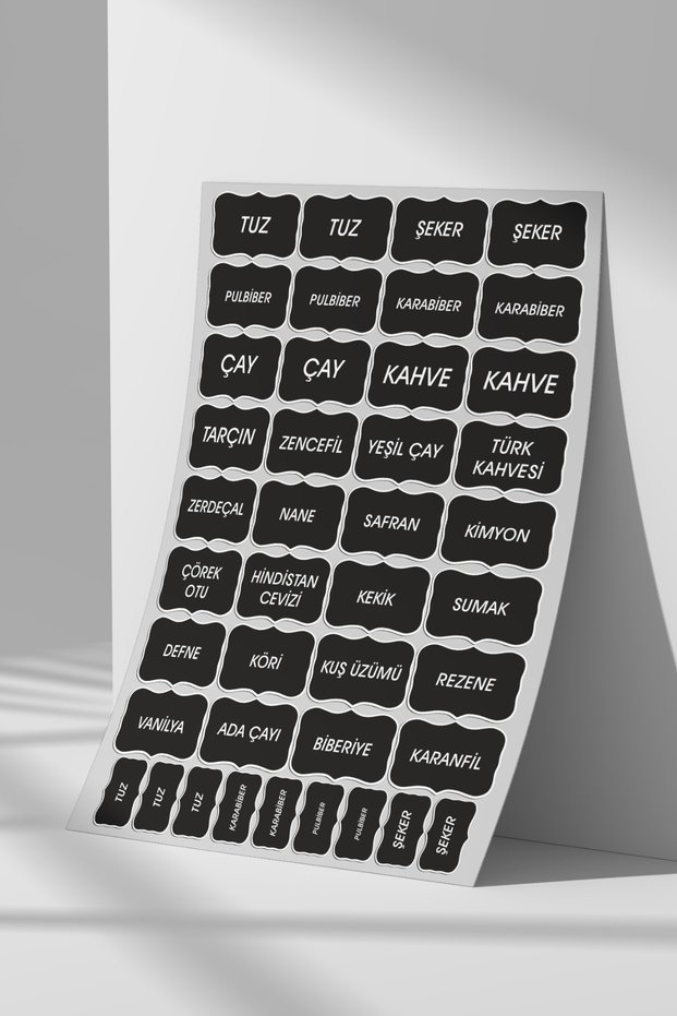 Jar, Spice Jar Sticker Set, A4 Size Sticker Label Set for Flat Surfaces