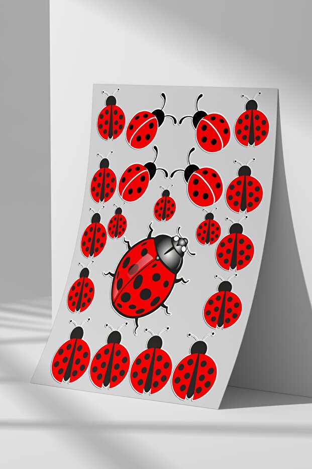 Ladybug, Insect Sticker Set, A4 Size Sticker Label Set for Flat Surfaces