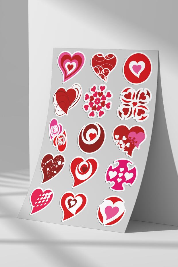 مجموعة ملصقات على شكل قلب مقاس A4 للأسطح المسطحة