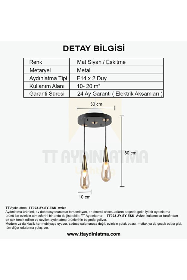 Tt023-2y-sy-esk Eskitme 2 Li Damla Modeli Yuvarlak Avize - 4