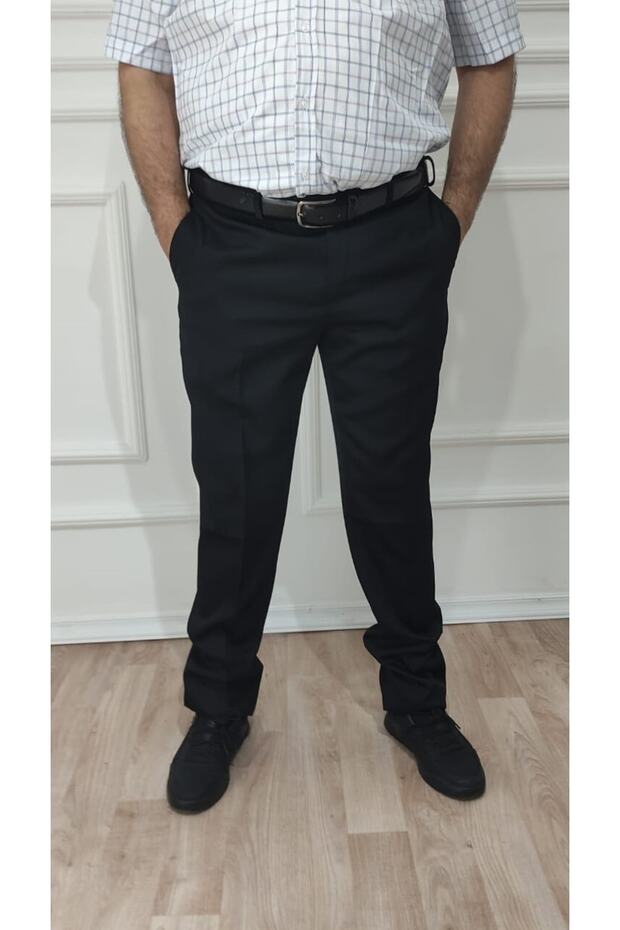 Men's Large Size Classic Relaxed Cut Fabric Trousers