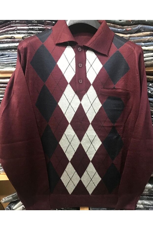 Baba Patterned Fine Knit Buttoned Sweater - 1