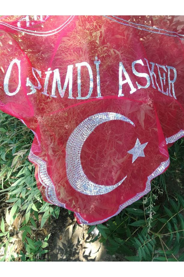 Kirmizi Beyaz Ayyildiz O Simdi Asker Yazili Islemeli Asker Ugurlama Sal - 1