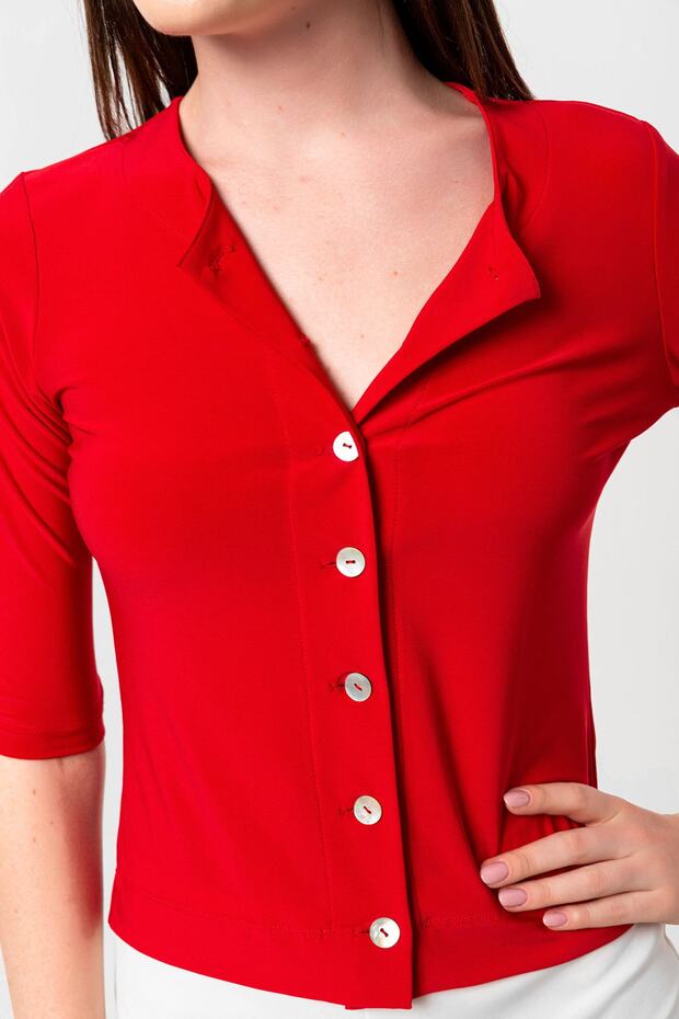 Kırmızı Mini Hırka - 5