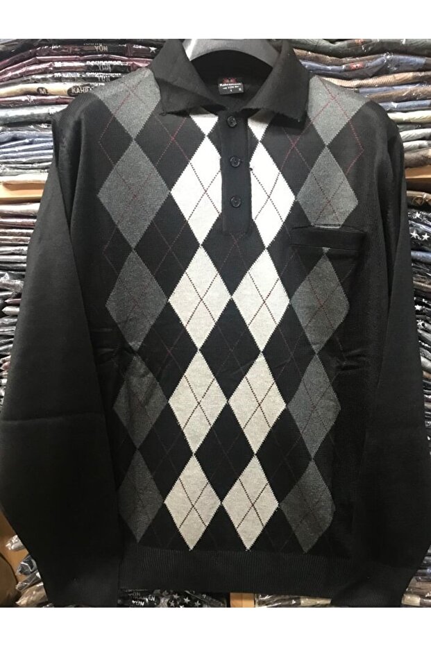 Baba Patterned Fine Knit Buttoned Sweater - 1