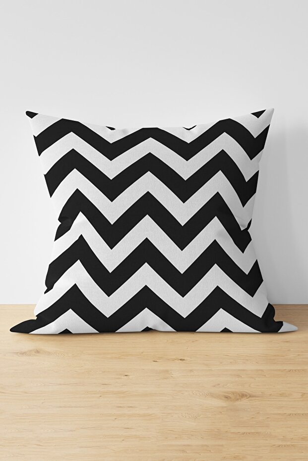 Double Sided Modern Zigzag Patterned Digital Printed Decorative Suede Pillow Throw Pillow Cover