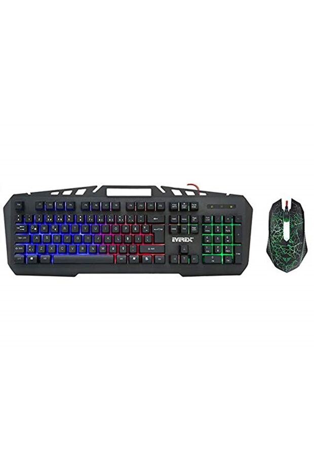 Rampage KMX-99 Gaming Siyah Usb Gökkuşağı Zemin Aydınlatmalı Q Oyuncu Klavye + Mouse Set - 1