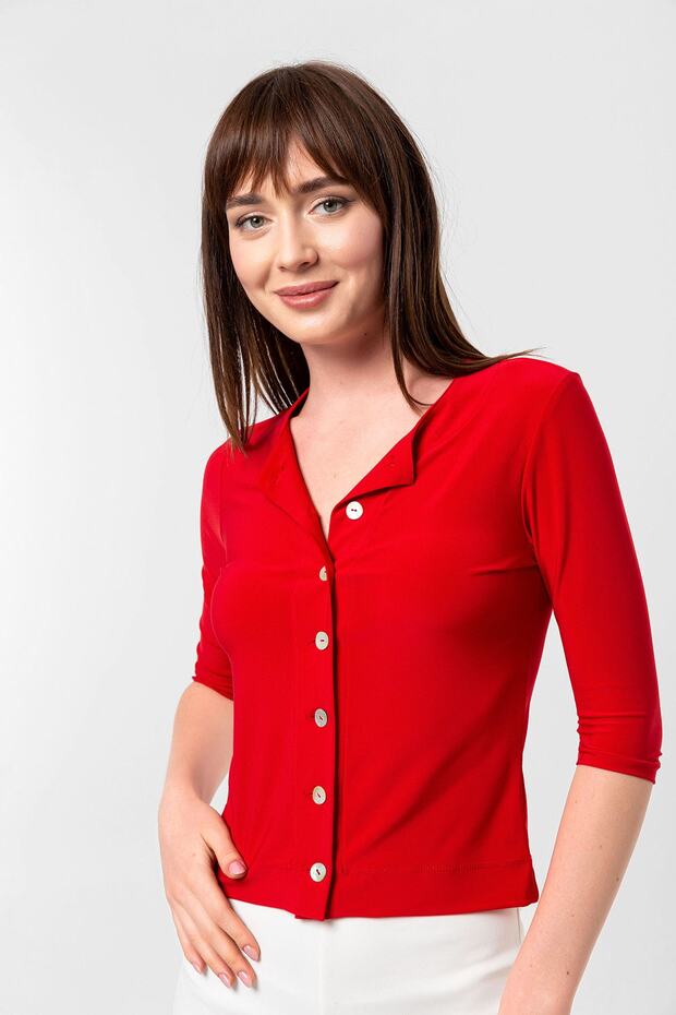 Kırmızı Mini Hırka - 1