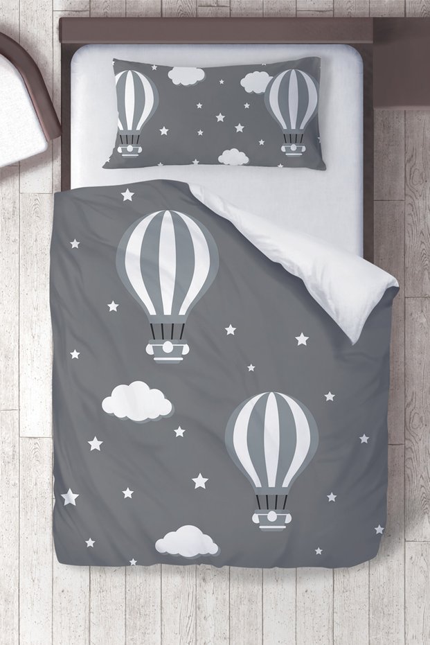 Cotton Micro Satin Smoked White Balloon Children's Room Children's Duvet Cover Set Without Sheets