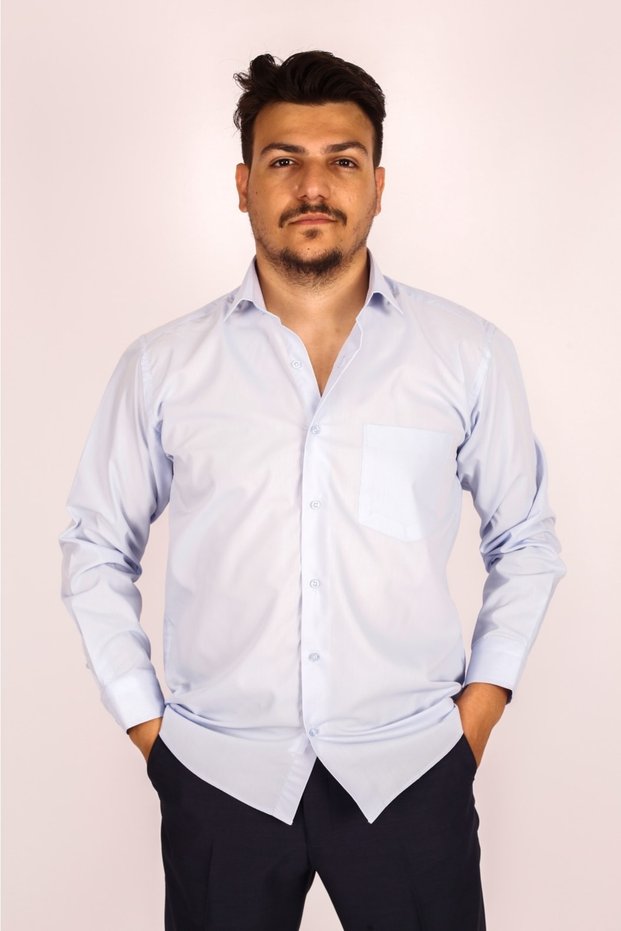 Men's Long Sleeve Ice Blue Classic Shirt