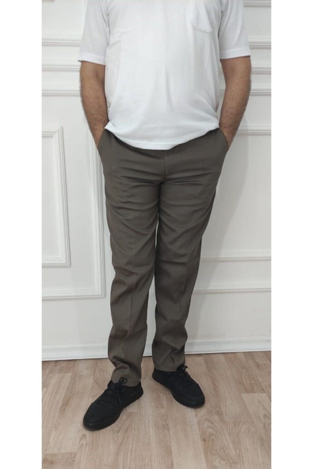 Men's Large Size Classic Comfortable Fit Earth Color Linen Trousers