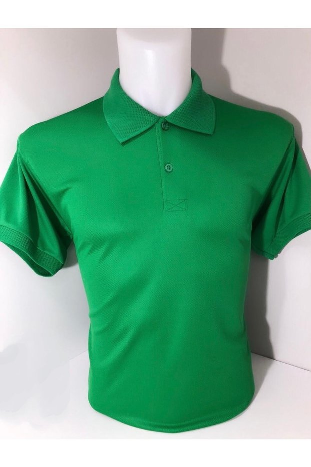 Men's Green Jersey Fabric Polo Collar T-shirt