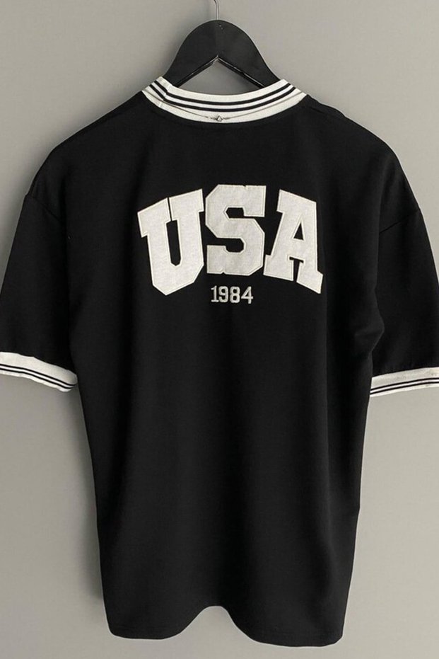 Unisex New Season Oversize Mold USA 1989 Collar Detailed Summer T-shirt
