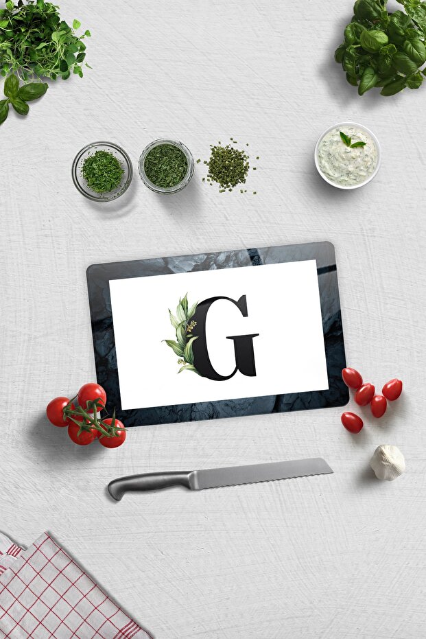 Glass Cutting Board - Glass Cutting Board | Letter Design | G | 20cm X 30cm
