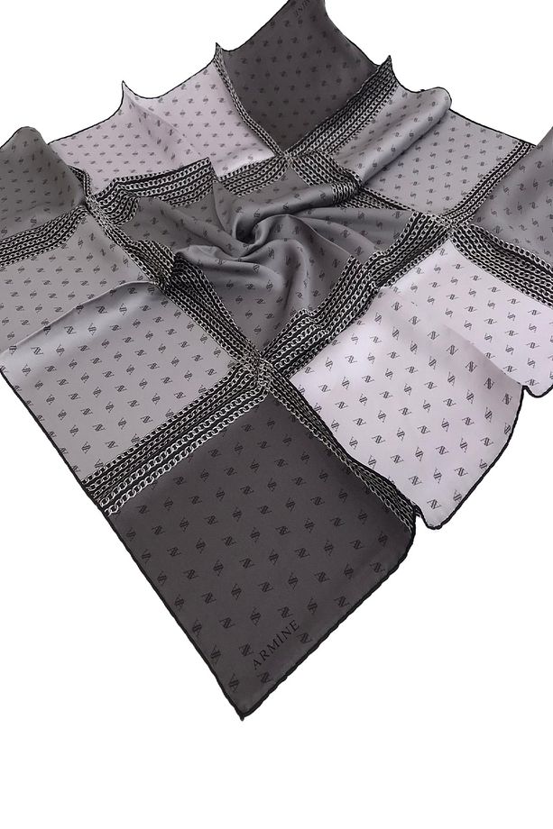 Kadın Gri Twill Ipek Eşarp 8113d-08 - 1