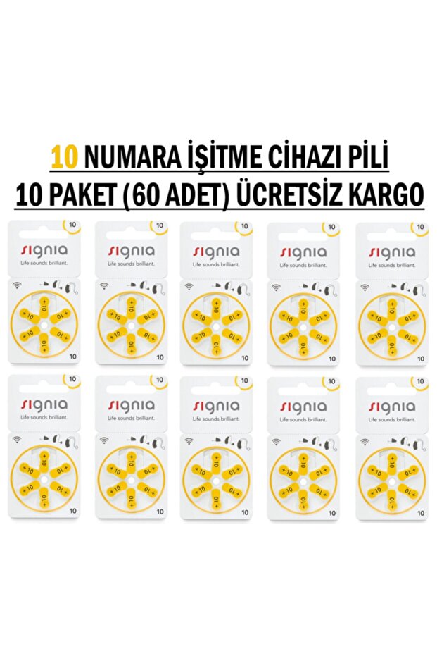 Siemens Signia 10 Numara Işitme Cihazı Pili (10 Paket)