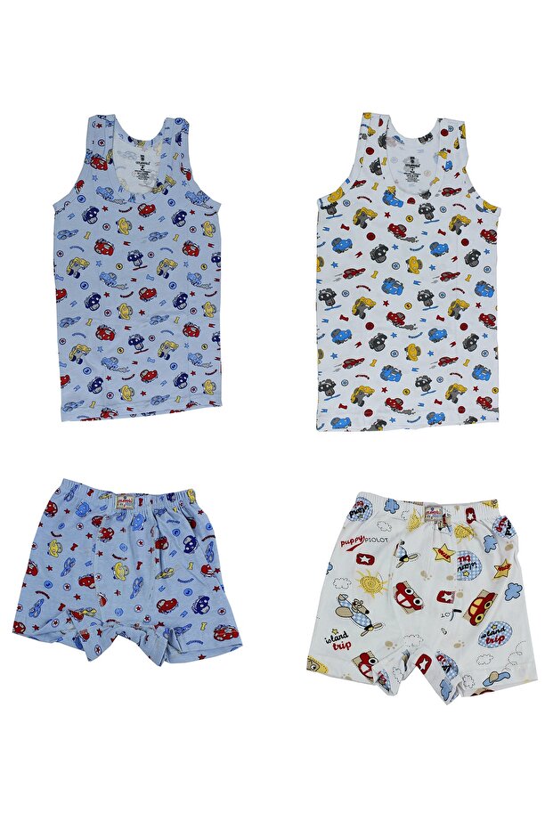 طقم ملابس داخلية بوكسر للأولاد باللون البرتقالي 2 قطعة - 1