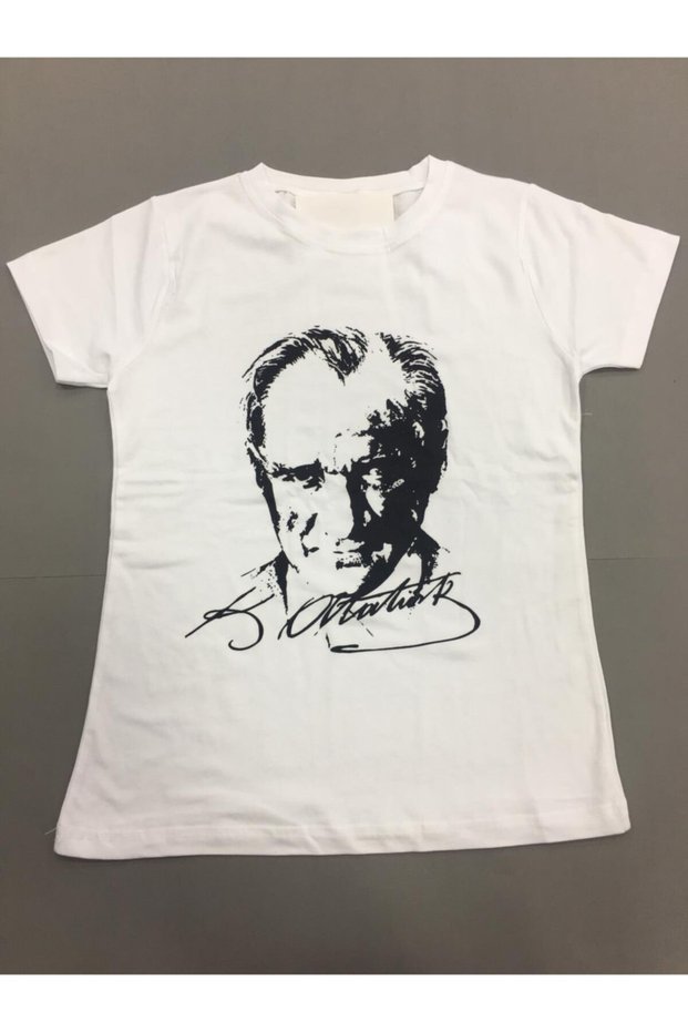 Unisex Kids White Ataturk Printed T-Shirt