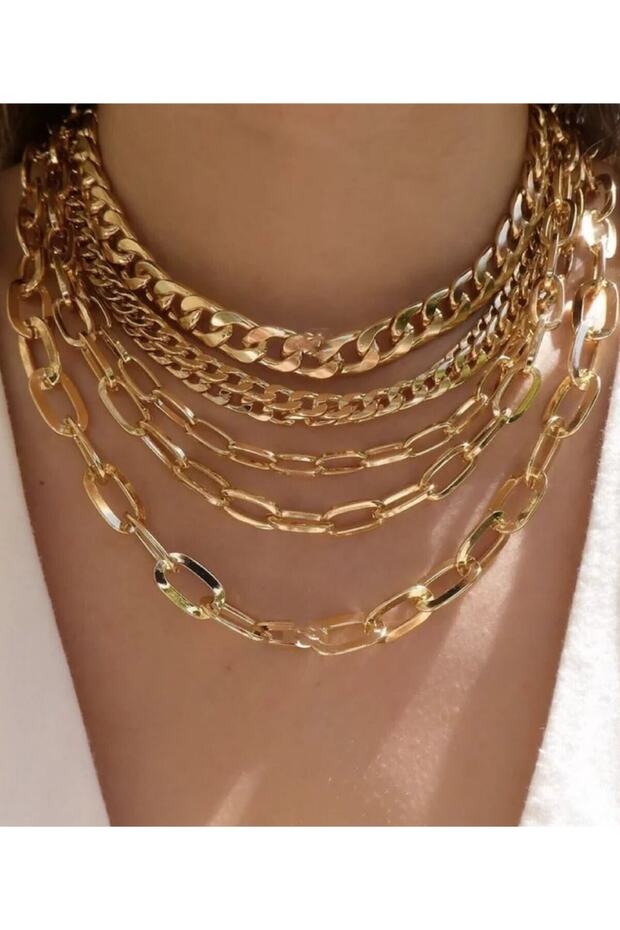 5 Row Elevator Women's Chain Necklace Set