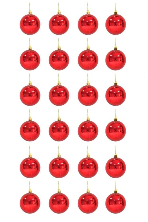Christmas Pine Tree Ornament Red 4 cm 24 Piece Cici Ball