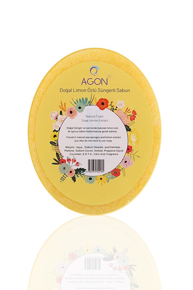Natural Handmade Lemon Essence Soap Body Shower Sponge 125 gr