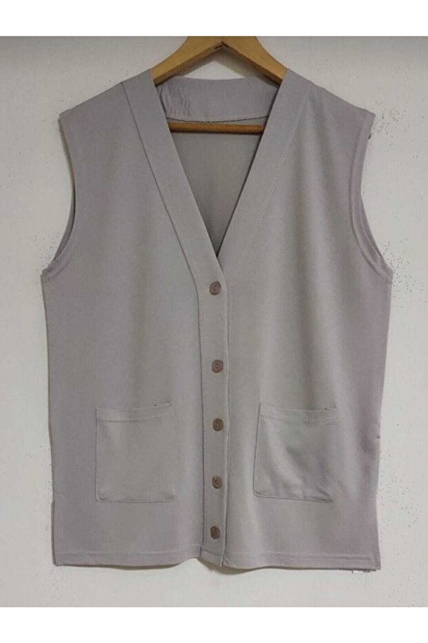 Women's Cream Mother Summer Combed Cotton Pocket Vest