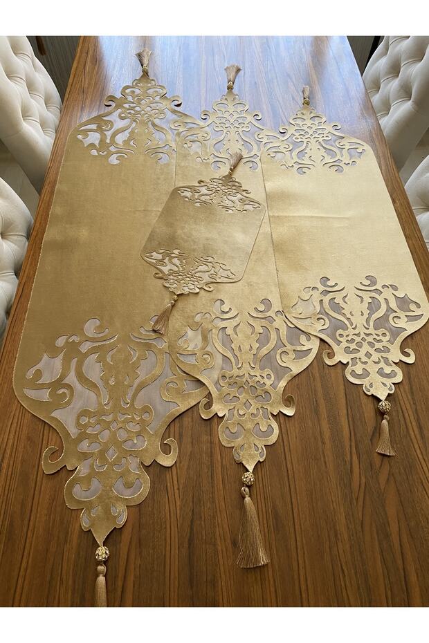Crown Model Gold Color Living Room Set 4 Pieces