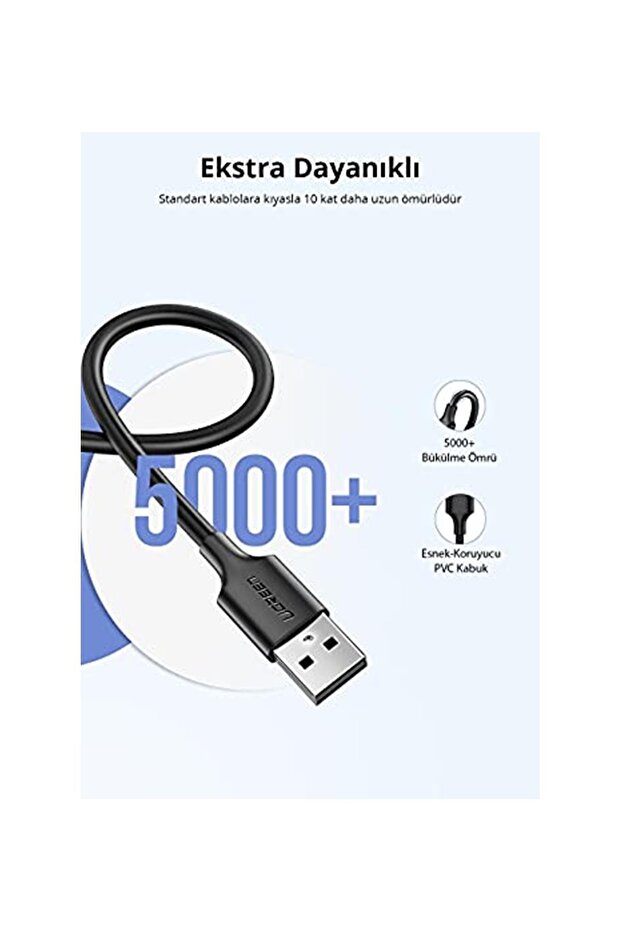 Micro Usb Data Ve Şarj Kablosu, 2 Metre, Beyaz - 3