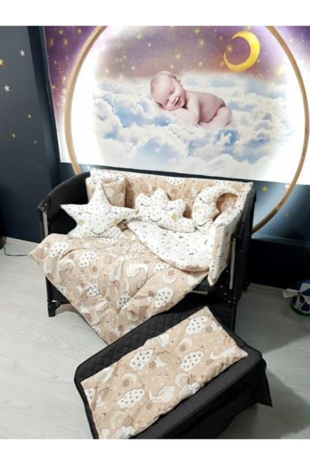 70x120 Baby Sleeping Set Cloud Pattern 10 Pieces Compatible with Park Cribs (crib is not included)