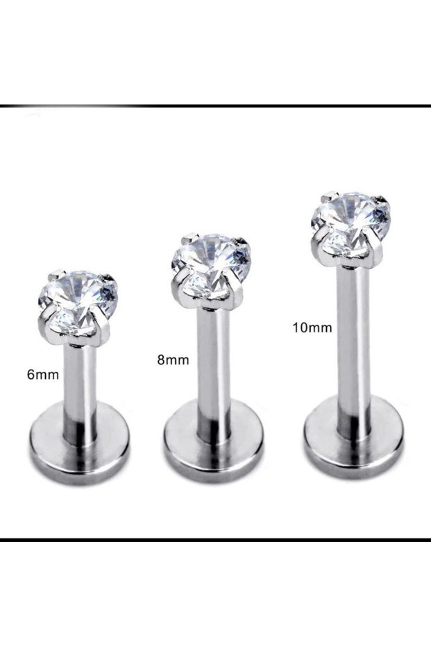 Çelik Zirkon Taş Labret Piercing