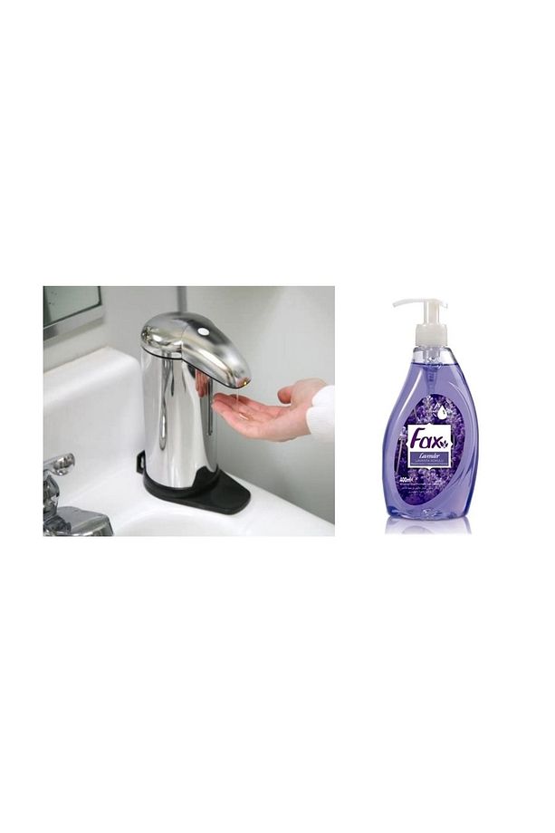 Sensörlü Fotoselli Sıvı Sabunluk 14x10x22cm Ve 1 Adet 400 Ml Sıvı Sabun Lavanta Kokulu - 3