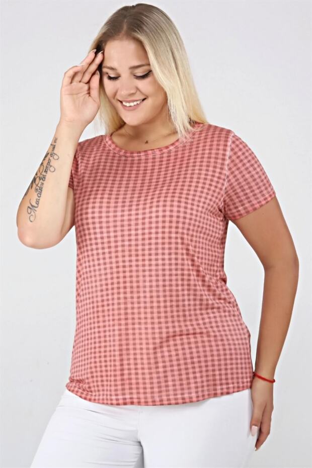 منقوشة نمط غسل الزيت الأساسية التي شيرت-بلاط خفيف - 1