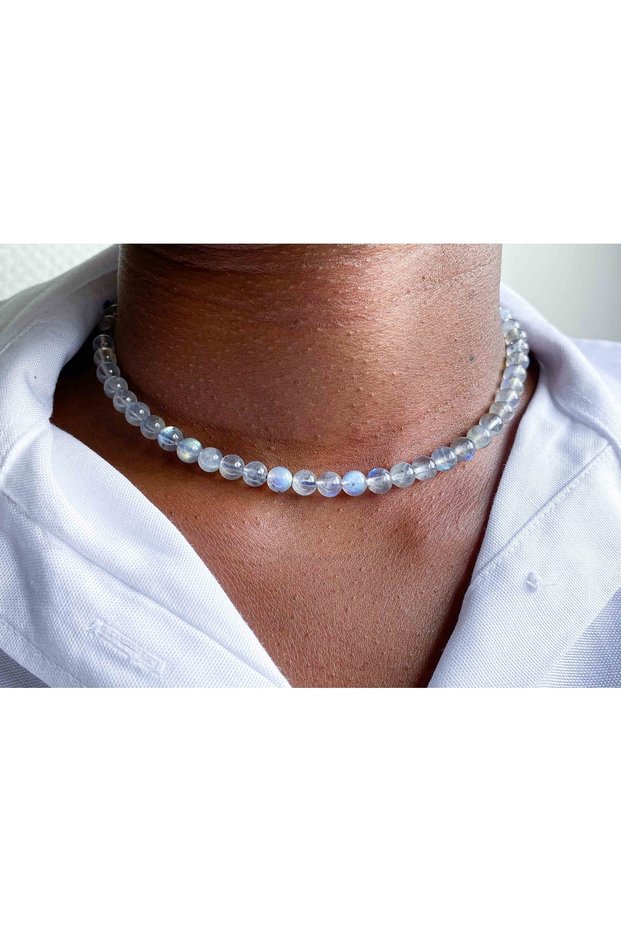Labradorite Natural Stone Necklace 6 Mm