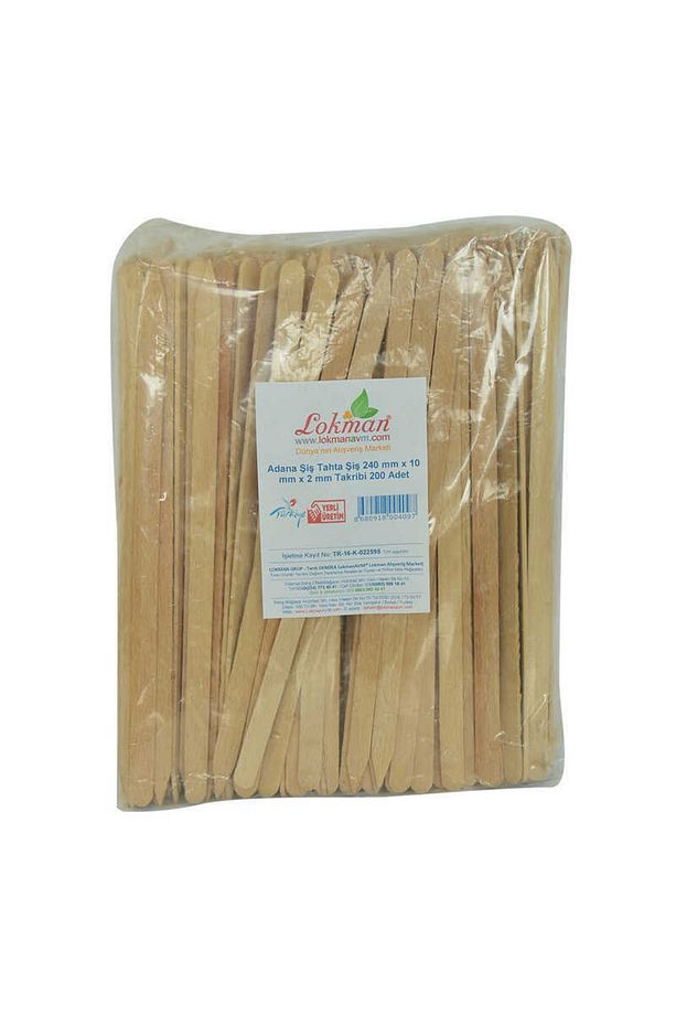 Adana Şiş Tahta Şiş 240 Mm X 10 Mm X 2 Mm Takribi 200 Adet 1 Paket - 1