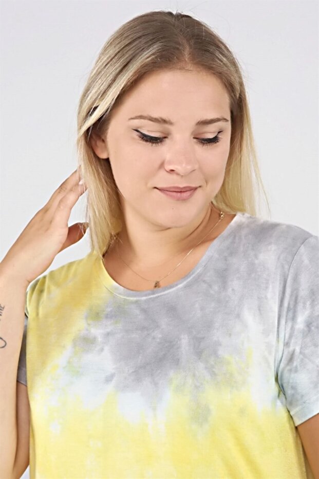 Batik Desen Basic Tshirt-sarı - 6