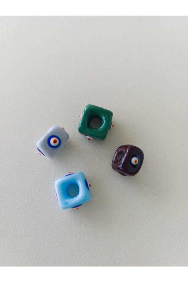 Murano Glass Beads - Square Evil Eye - Set4 (4 Pieces)