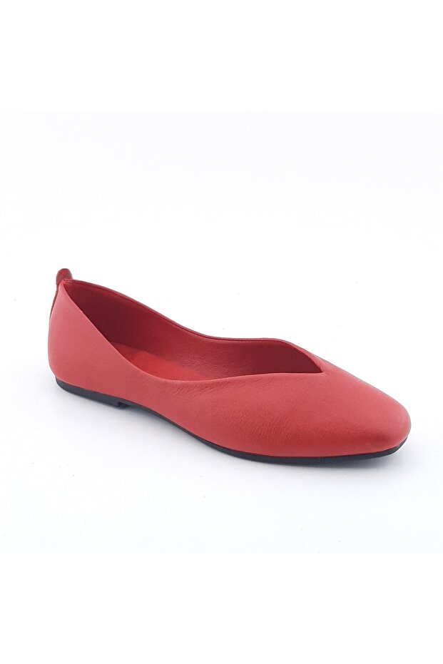 Women's Genuine Leather Red Ballerinas