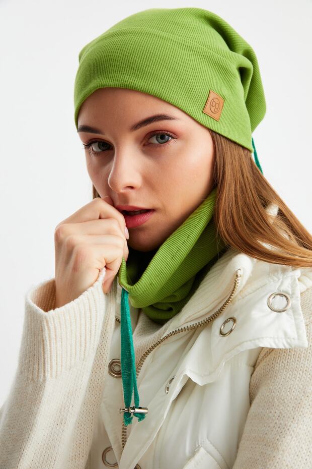 3 in One Fisherman Style Beret + String Beret + Neck Collar Lightweight, 100% Cotton Winter Set