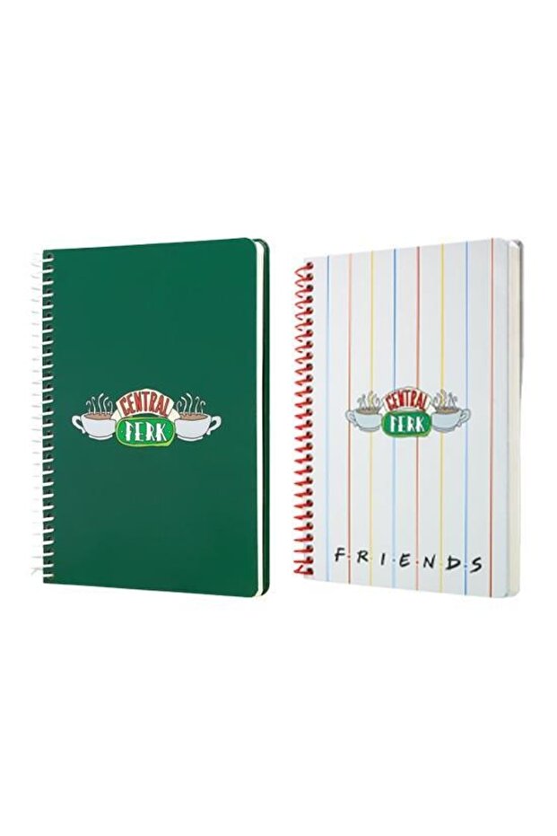Friends White and Green Central Perk Boutique Notebook with Spiral - 96 Sheets with Stripes, 17X24