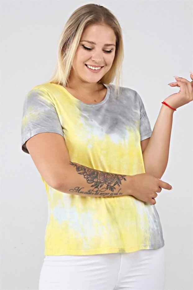 Batik Desen Basic Tshirt-sarı - 2