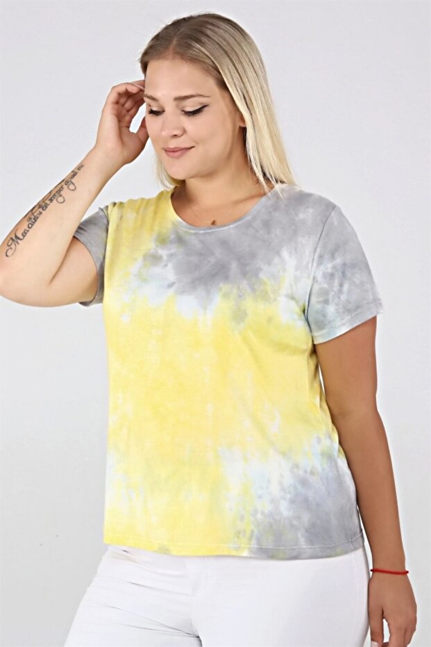 Batik Desen Basic Tshirt-sarı - 4