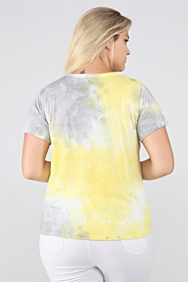 Batik Desen Basic Tshirt-sarı - 5