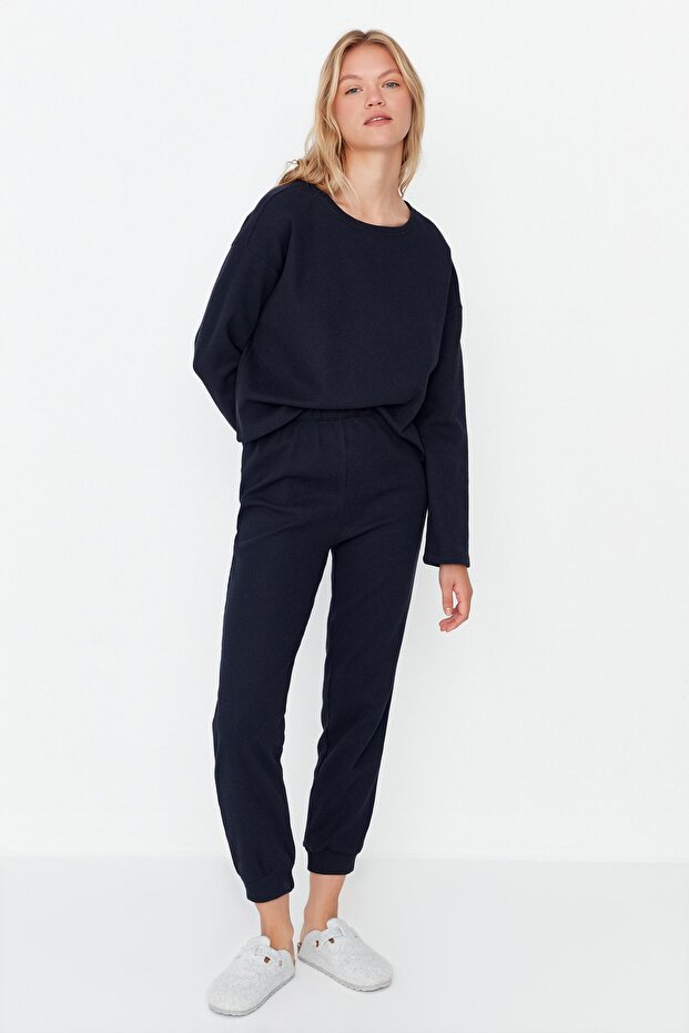 Lacivert Waffle Kumaş Örme Pijama Takımı THMAW23PT00021 - 2