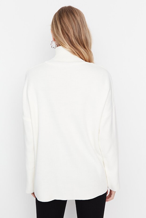 Ecru Wide Fit Basic Strickpullover TWOAW23KZ00206 - 5