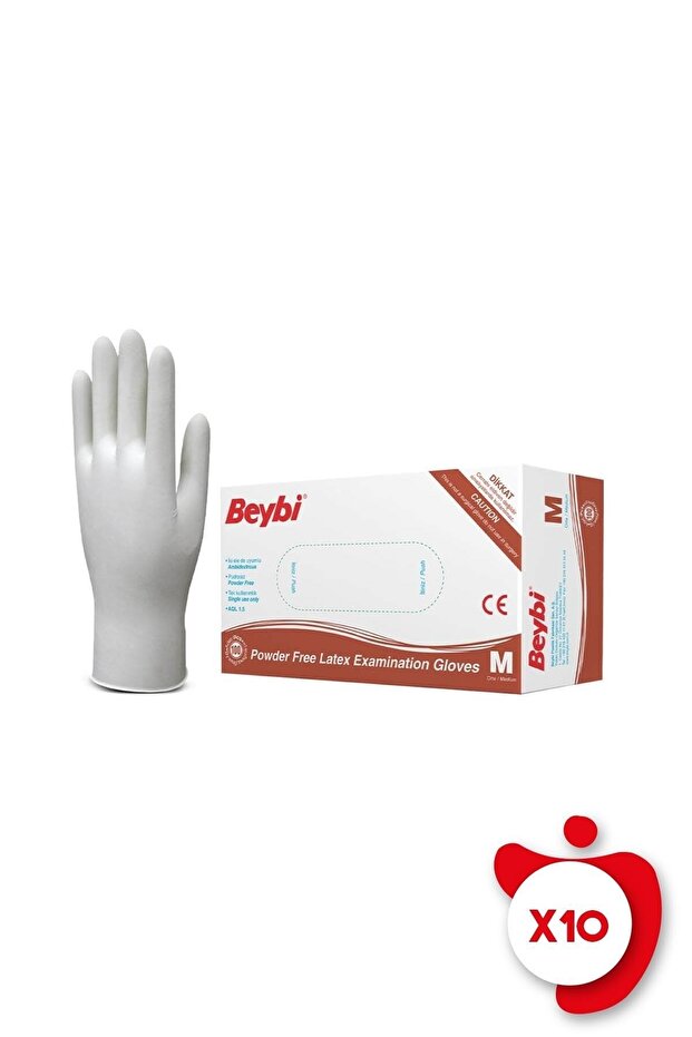 Powder-Free Latex Examination Gloves Size M White 10 Pack of 100
